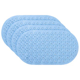 Kuber Industries Bath Mat | PVC Bathroom Mat | Shower Bath Mat | Floor Tub Mat | Bathroom Oval Mud Mat | Anti-Skid Shower Bathroom Mat | Q-02B |Pack of 4| Light Blue